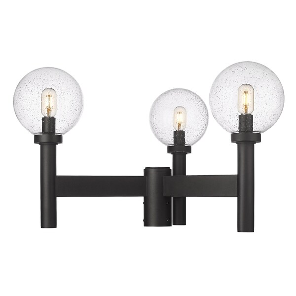 Z-Lite Laurent Outdoor Post Mount Fixture, 3-Light, 30 In.W x 18 In.H, Black/Clear Seedy 599MP3-BK - main